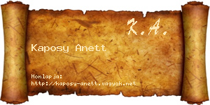 Kaposy Anett névjegykártya