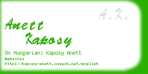 anett kaposy business card